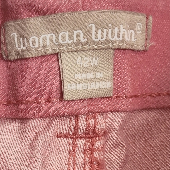 Woman Within Plus Size Pink Denim Embroidered Capris. Sz 42W (NWT) - Picture 9 of 12